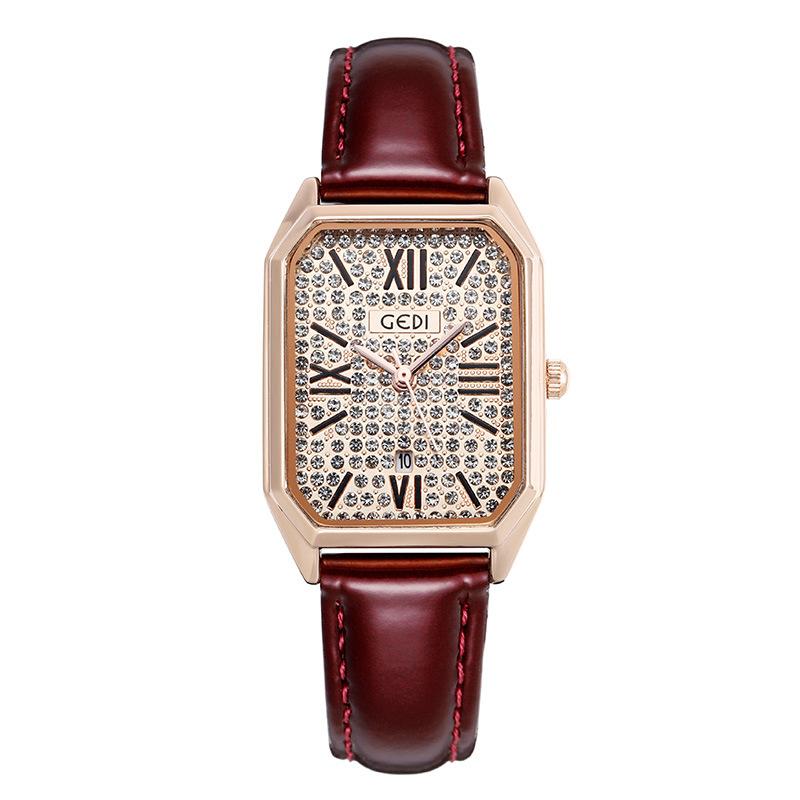 Women'S Light Luxury High-End Star Full Of Diamonds Rectangular Quartz Watch