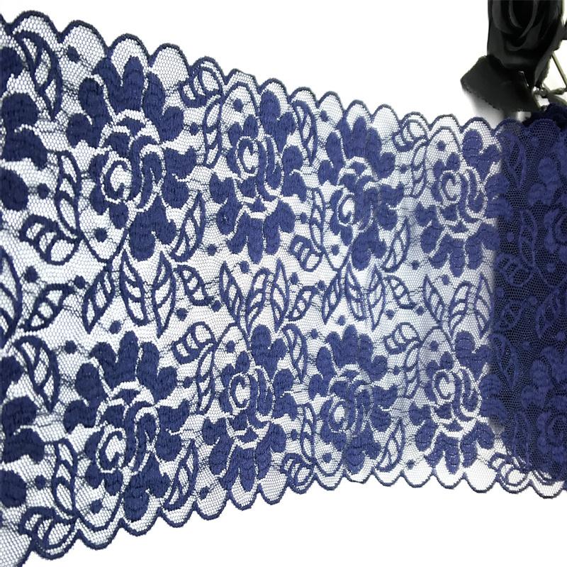 (2 Colors) 18.5cm wide Floral Elastic Stretchy Mesh Lace Fabric for Lingerie, Bra, Underwear, Garment, Sewing & Crafting