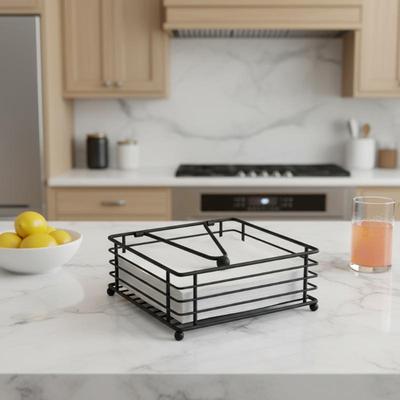 Serviettenhalter Flacher Serviettenspender Quadratischer Eisen-Papierhalter Für Küche Esszimmer Restaurant Dekoration