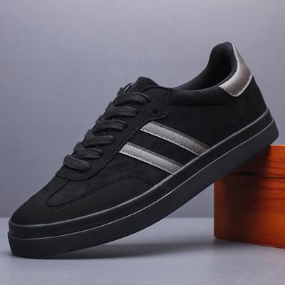 Nové boty pro muže, kožené plátěné boty na volný čas, módní pruhované ploché skateboardové boty, mládežnické cool šněrovací tenisky