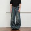 New Retro Washed Old Scimitar Jeans Men's and Women's American Loose Wide-leg Long Pants