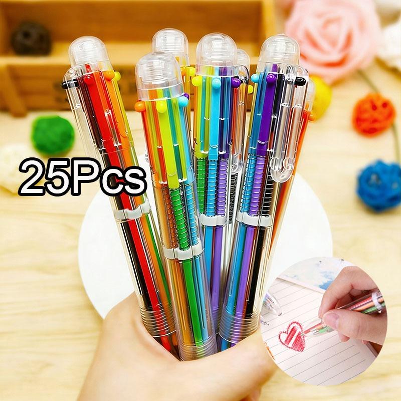 

10Pcs 6 in 1 Ballpoint Pen Multicolor Colorful 6 Colours Pen Office Supplies Stationery Journal Drawing Pen Writing Stationery Random style 10Pcs