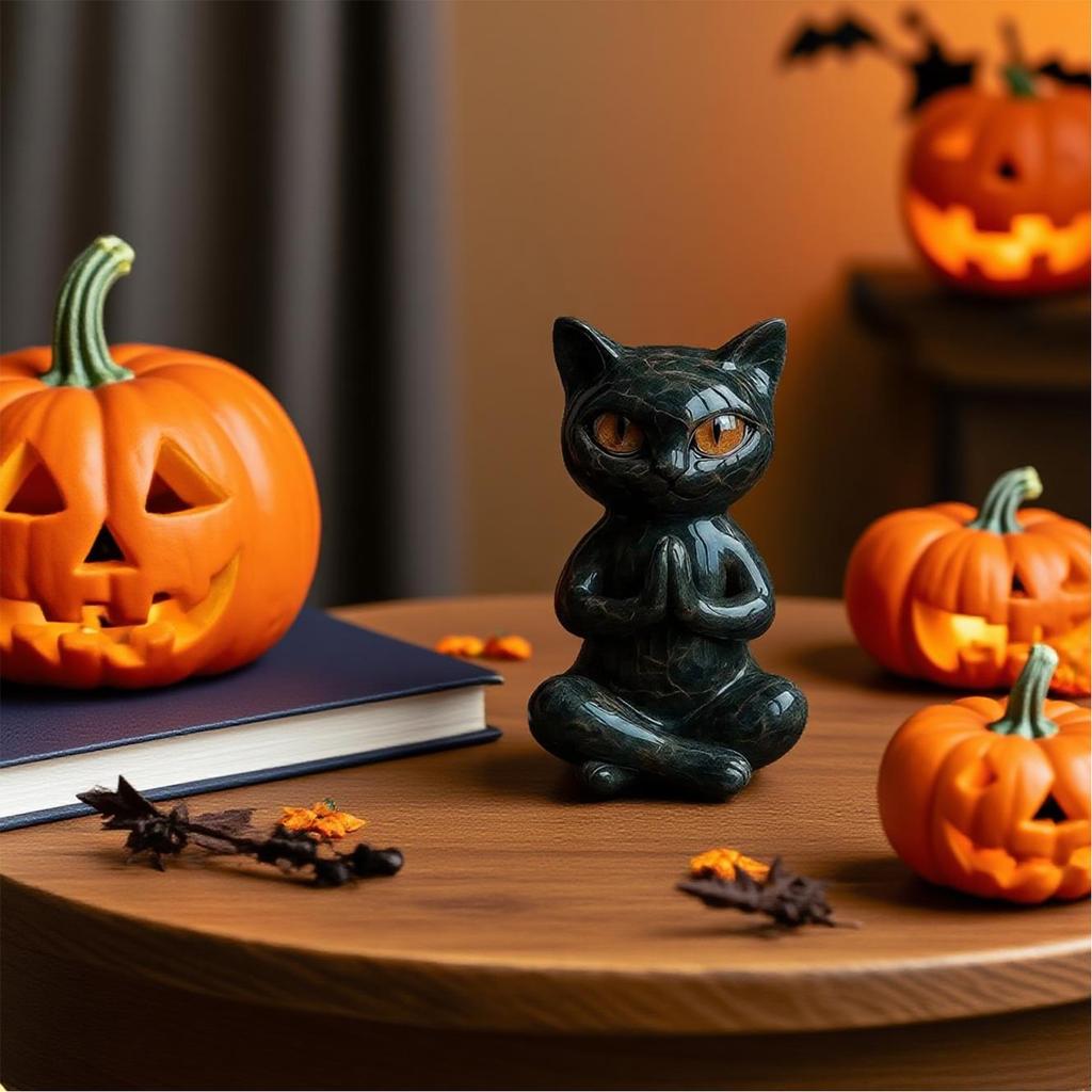 Yoga Cat Halloween Resin Crafts Statue