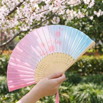Colorful Chinese Style Fan Traditional Dance Fan Elegant Fan Bamboo Fan  Wedding Party