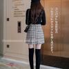 Tweed mini and check Korean mini solid stylish brushed gray Korean style size skirt, skirt, A-line, trapezoid, pencil, pattern, fashion, high-waisted,