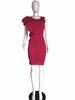 Ruffle Hem Bodycon Pencil Dress, European and American Mid-Length Style, Women's. Belt Not Included.