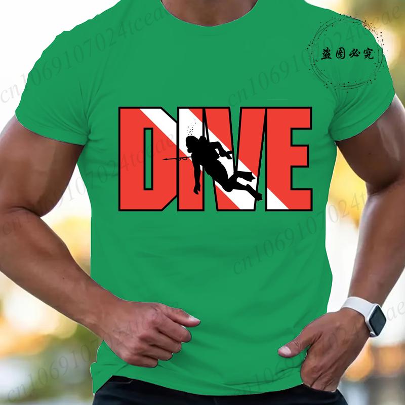 New Fashion T Shirt for Men Casual Short Sleeve Hip Hop Streetwear SCUBA Dive Print Tee Shirt Pullover Mens Women T-shirt Tops