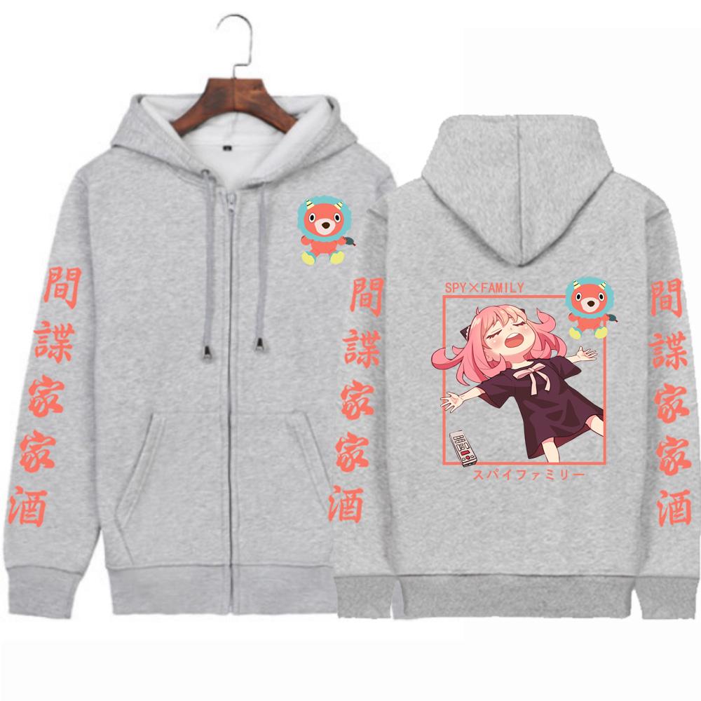 Spy X Family Anime Clothing Anya Printed Hooded Men Women Zip Up Hoodies Casual Oversized Sweatshirt Harajuku Male Zipper Jacket
