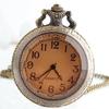 Vintage Steampunk Bronze Pocket Watch - Arabic Numerals Quartz Necklace Chain - Tea Glass Style Fashion Timepiece for Men Women