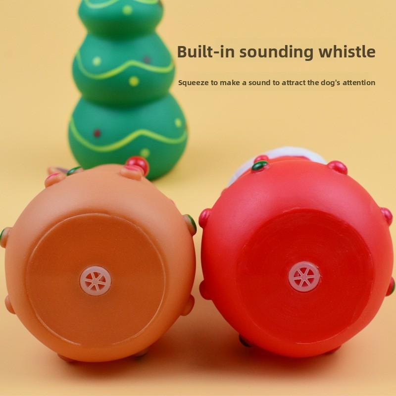 Christmas New Style Rubber Toy Christmas Tree Christmas Elk - Chewable and Grinding Toy for Pets with Sound Function