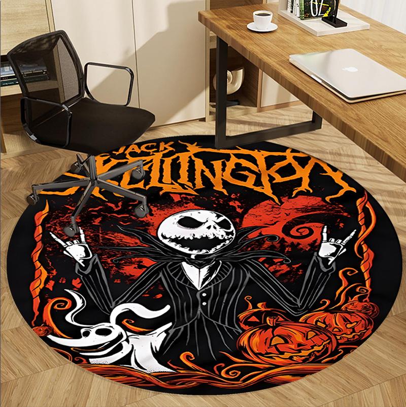 The Nightmare Before Christmas Pattern Round Rug, Indoor/Outdoor Mat, for Picnic, Gameroom, Bedroom, Office, Living Room, Home Decor Carpet, Birthday