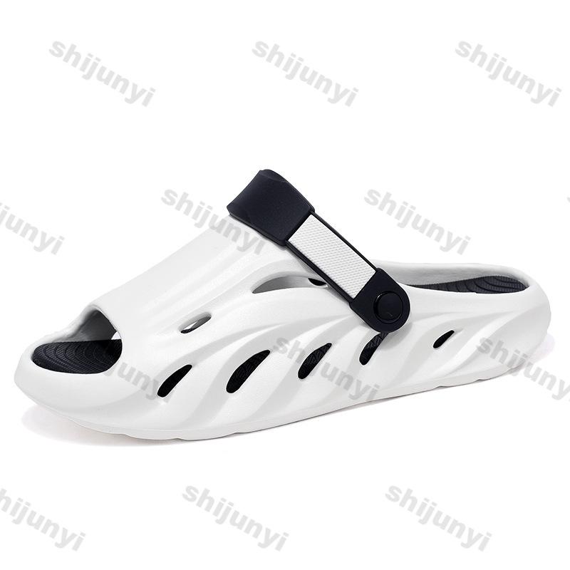 Fashion Men's One Word Slippers Summer Non Slip Outdoor Fashion Peep Toe Sandals Breathable Comfortable Height Increase Casual Flats