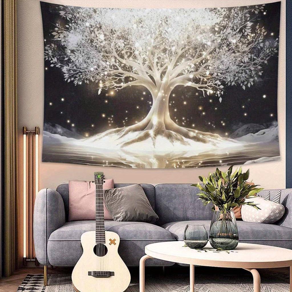 Enchanted Tree Tapestry Glowing Night Scene Wall Art for Bedroom or Living Room Large Decorative HangingAdd Mystical Ambiance