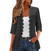 Women's Fashion Casual Seven Split Sleeve Solid Color Lace Cardigan Jacket