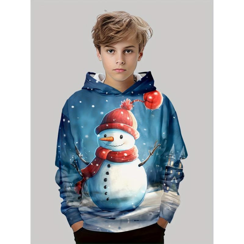 Kinderkleidung Jungen Hoodies Langarm 3D Weihnachtsprint Kinder Frühling Herbst Kleidung Stilvolle Party-Atmosphäre Mädchenkleidung Oberteile