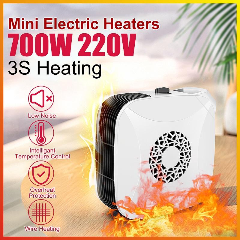 700W Portable Heater Mini Personal Space Warmer Silent Home Office Indoor Heating Camping Any Place Adjustable Thermost