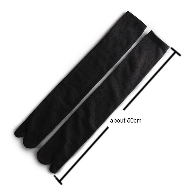 3 Pairs Long Tabi Two Toe Socks Cotton Solid Black White Calf Socks Japanese Anime Kimono Clogs Stockings For Women Men No Heel