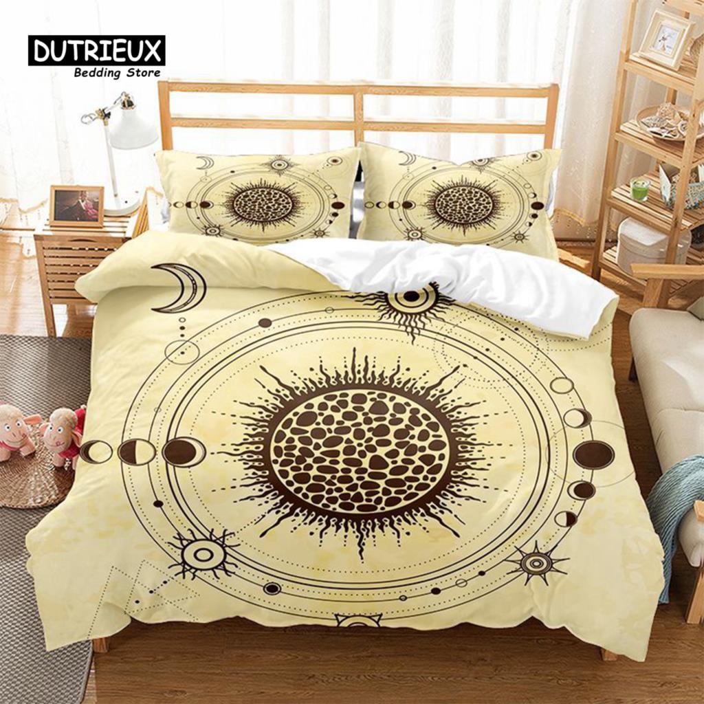 Hamsa Hand Duvet Cover Boho Exotic Sun And Moon Bedding Set Luxury Galaxy Astrology Comforter Cover Full Queen For Adults Kids