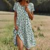 Boho šaty s krátkým rukávem pro ženy Ležérní volný střih letní letní šaty s květinovým potiskem šaty s kapsami