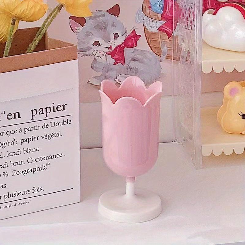 1pc Tulip Pen Holder, Flower Cup, Girl's Tube, Makeup Brush Storage Bucket