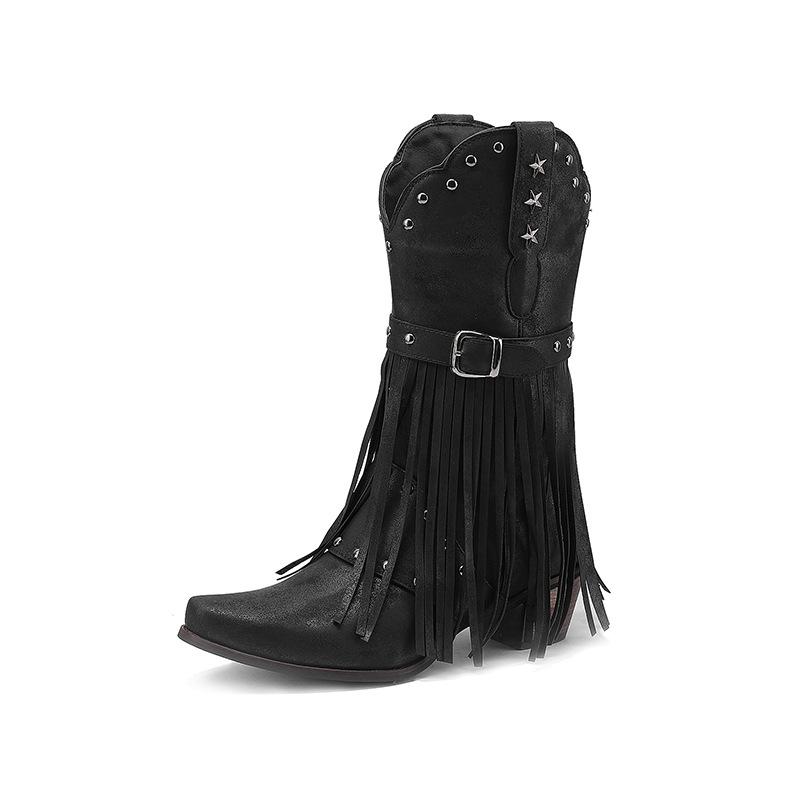 Women Vintage Ethnic Western Cowboy Boots