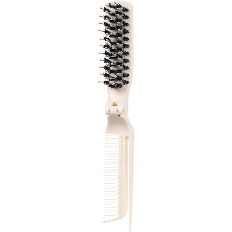 

New Arrival Foldable Boar Bristle Comb Portable Hair Styling Volumizing Comb for Women Easy Travel білий