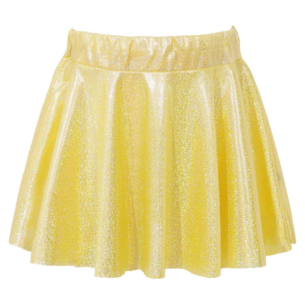 Girls Dance Skirt Elastic Waistband Shiny Sequins Style Performance Skirt Practice Wear Bottom