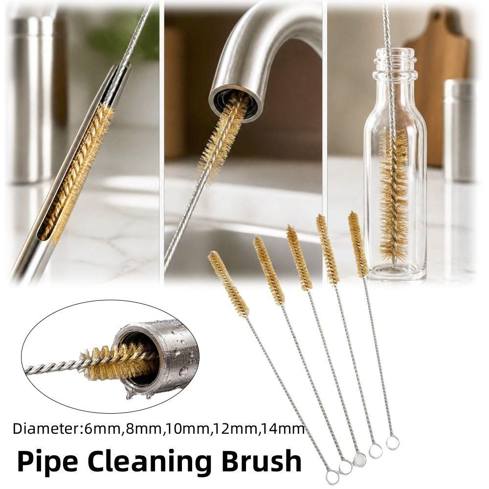 5pcs Test Tube Cleaning Brass Cylinder Wire Tube Pipe Cleaning Brush Cleaning Tool  Rust Removal