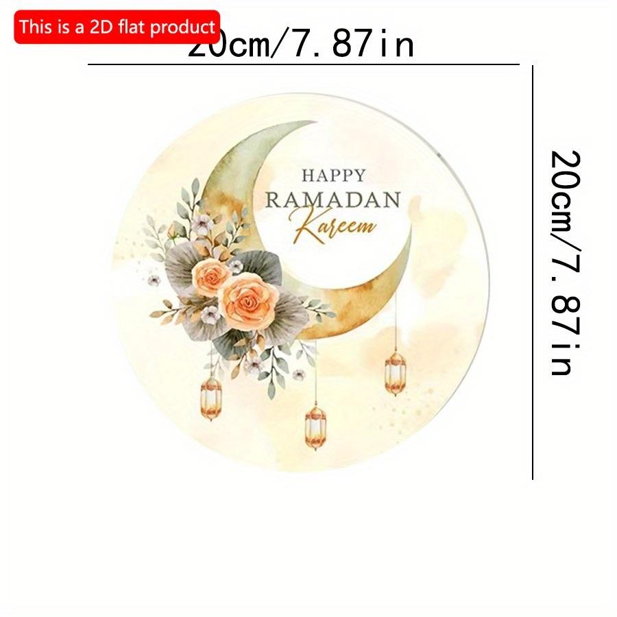 

2D плоский 20 см 1 шт. Счастливый Рамадан Мубарак Фонарь и луна узор Круглый настенный декор, тема Ид Исламские товары для украшения дома, деревянные изделия 20*20cm