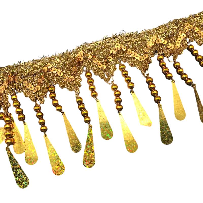 1M Fringe Tassel Lace Gold Silver Laser Sequins Ribbon Wedding Party Dancing Dress Decoration Pendant Sewing Fabric Accessories