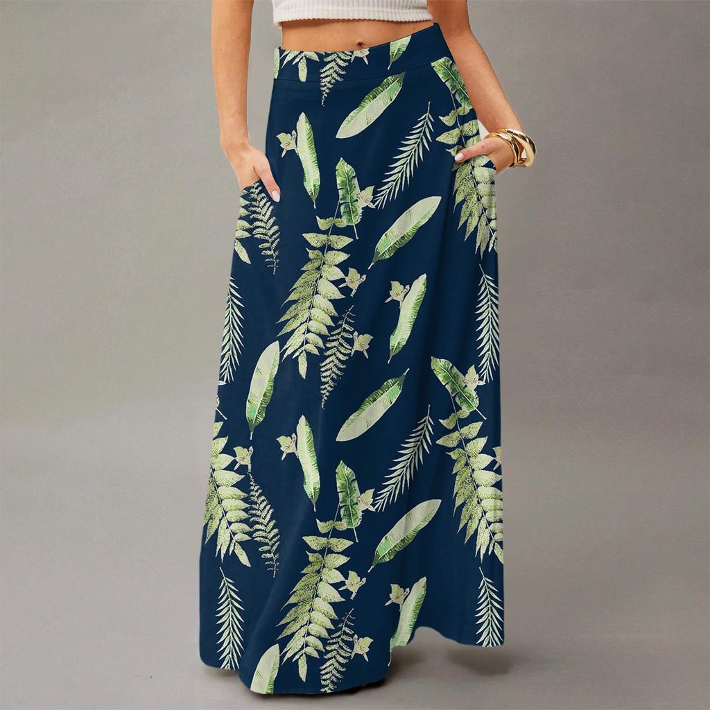 Damen Fließendes Maxi-Kleid Regulär Lässig Sommer Blumenmuster Böhmisch Rock