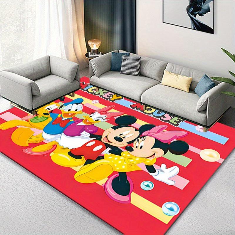 1ks Koberec s motivem Disney Mickey Mouse a Minnie, Kusový koberec, Protiskluzový koberec, Ručně pratelná podložka pod nohy, Vhodné pro obývací pokoj, ložnici, bytový dekor