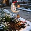 Weather Resistant Garden Path Lights Christmas Solar Stake Light, 3D Resin Santa Snowman Statue Yard Lawn Decor Crescent Moon LED Pathway Light