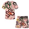 European and American Amazon Summer New Colorful Patterned 3D Print T-shirt Men's Casual Short Sleeve Shorts Short Sleeve Set