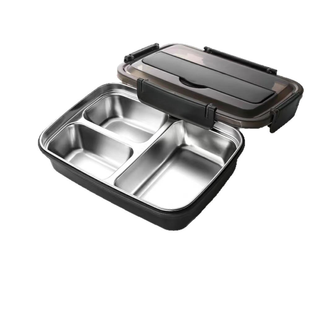 Multi-Compartment Stainless Steel Bento Box - No Flavor Mixing, Microwave Safe, Ideal for Students and Office Workers, Portable Lunch Solution