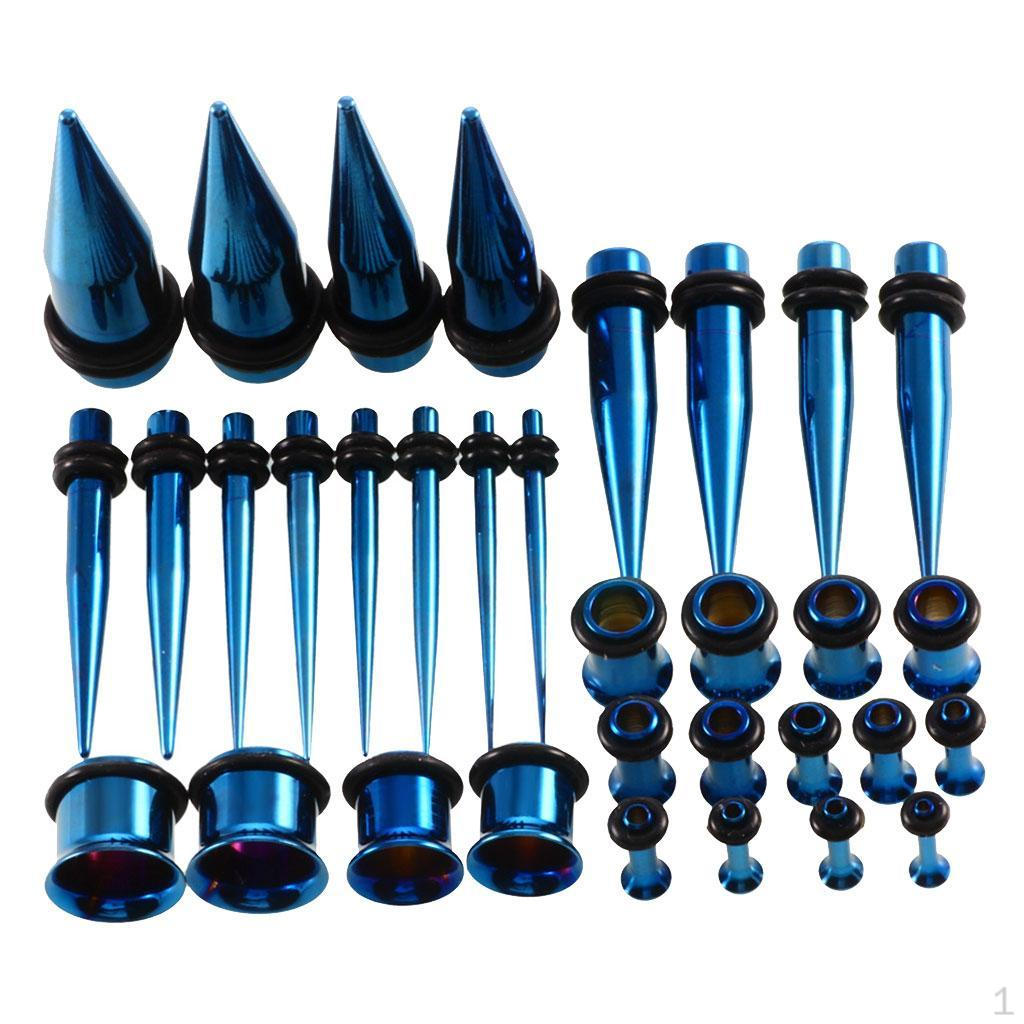 18 Pairs Solid Stainless Steel Gauges Kit Ear Plugs and Tapers 14G-00G Stretching Jewelry