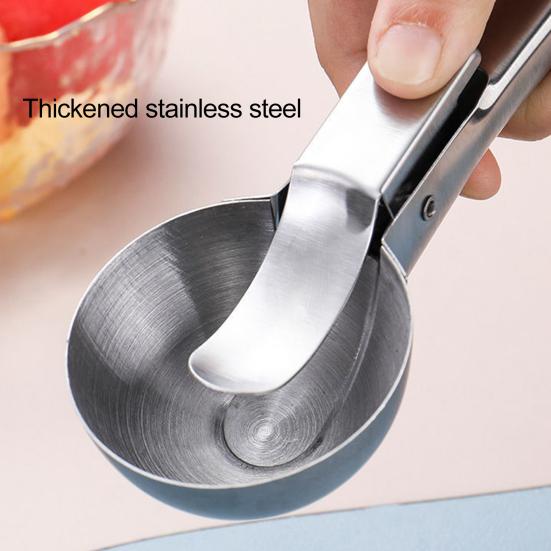 Ice Cream Fruit Scoop, Stainless Steel Ice Cream Scooper with Trigger Non-Slip Handle, Heavy Duty Metal Ice Cream Scoop for Ice Cream Fruit Balls
