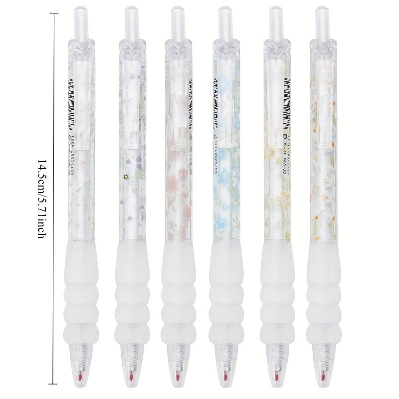 Small Flowers Gel Pen 6pcs Set Quick Dry Glue Pen Black Ink Retractable Ballpoint Pen Writing Stationery Party Gift
