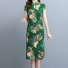 Lady Cheongsam Chinese Style Vintage Stand Collar High Split Summer Qipao for Stage Show