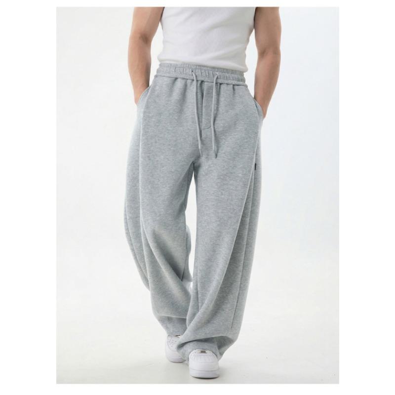 Mens Loose Split Spliced Draping Casual Sports Long Sweat Pants