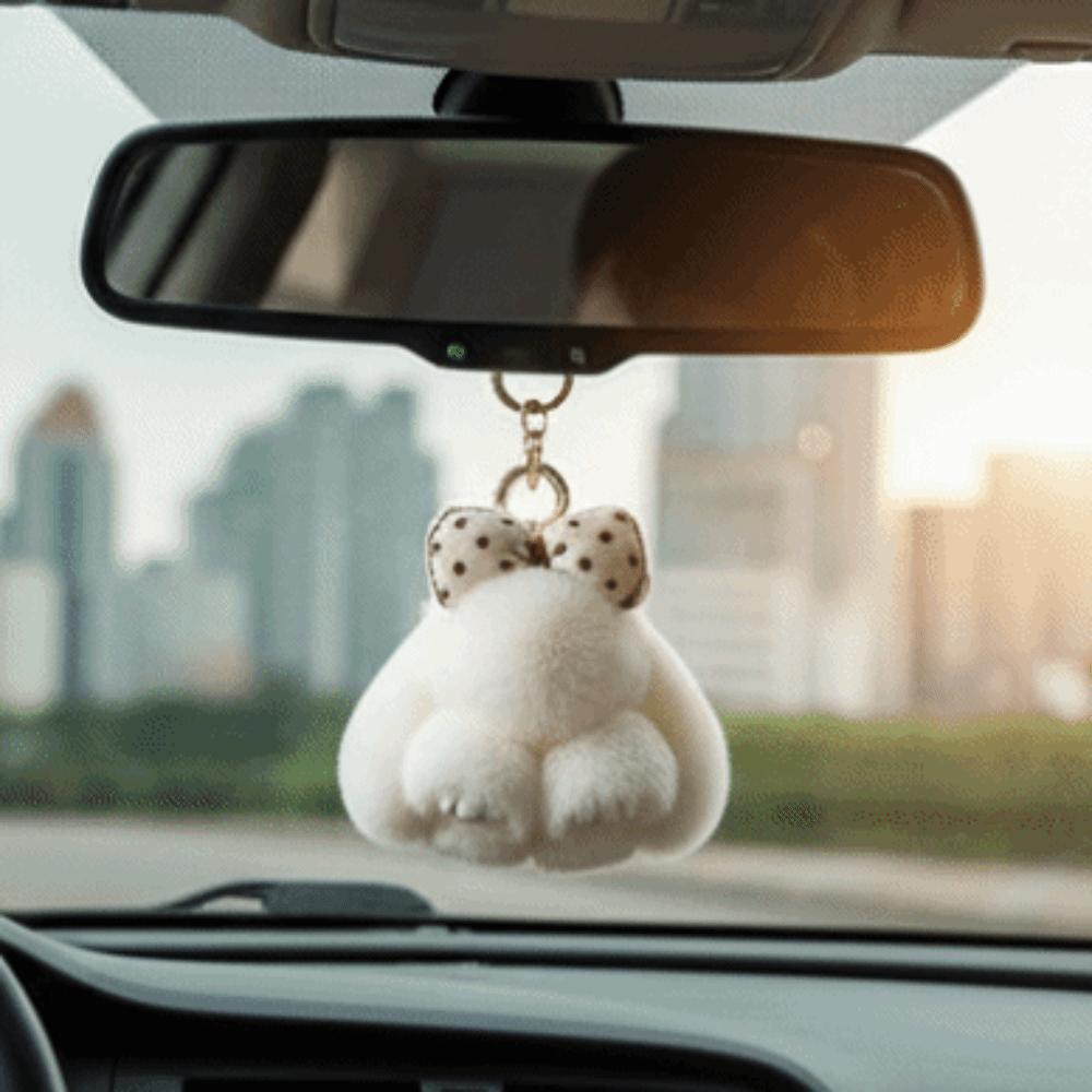 Hair Bow Plush Rabbit Keychain Rabbit Fur Bag Hanging Pendant Accessory Rabbit Plush Keychain Car