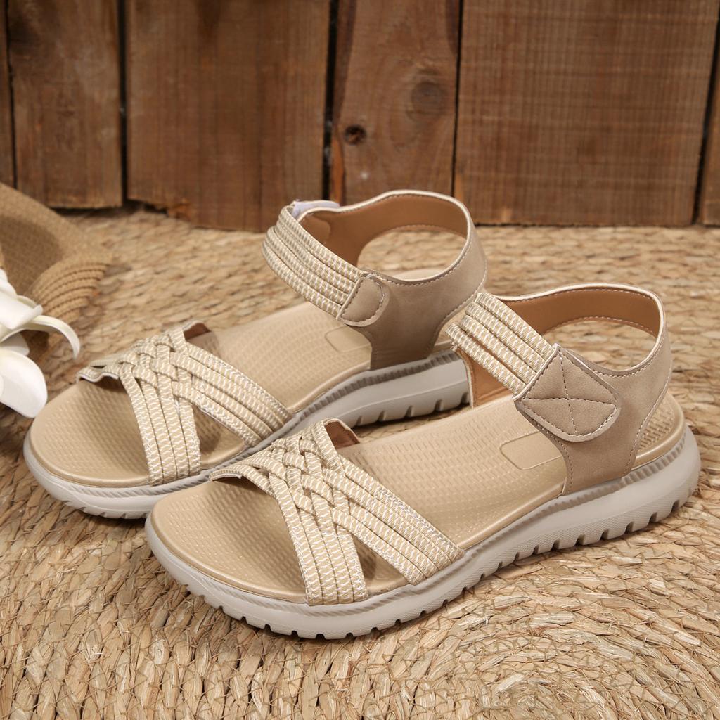 Summer New Product Velcro Open Toe Thick Soled Sandals for Women, Lightweight and Sporty Style, Plus Size Beach Sandals