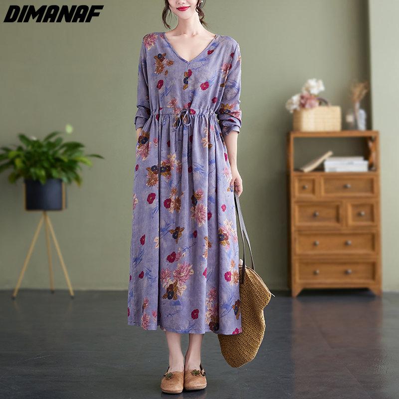 

DIMANAF 2023 Новый Плюс Сайз Летний стиль Женское платье Белье Мода Свободный V-образный вырез Платье Длинное платье Оверсайз