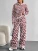 Square Splicing European, American Autumn and Winter Casual Long-sleeved Suit Women's Hooded Sweater Trousers Two-piece Set