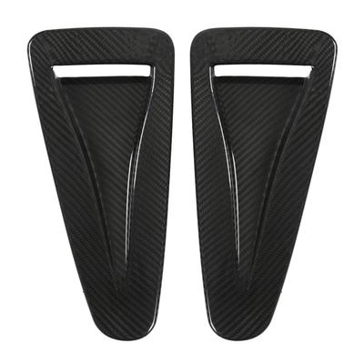 2pcs Hood Vent Cover Real Carbon Fiber Glossy Bonnet Air Intake Trim Replacement for Nissan R35 GTR 2008‑2016