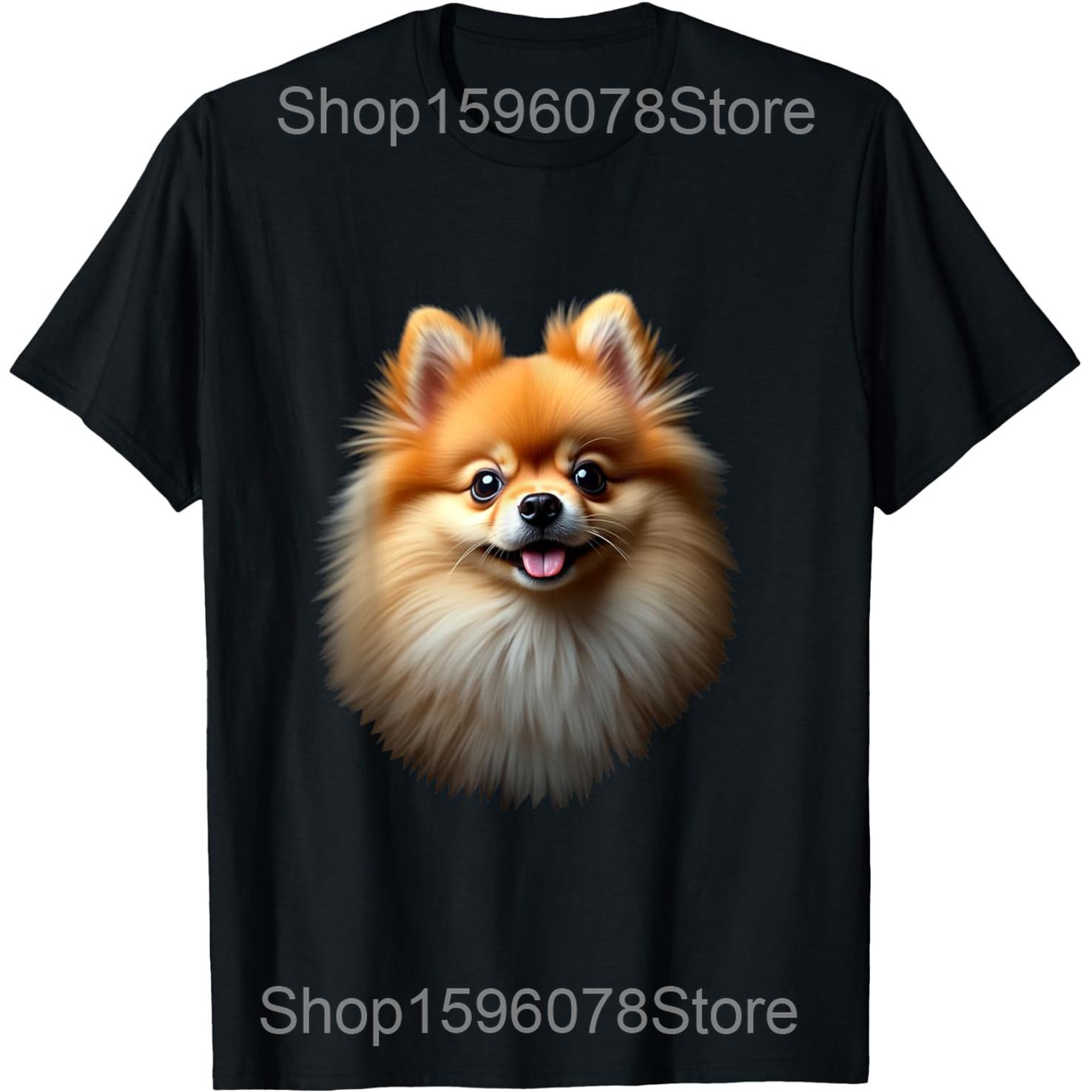 Pomeranian Dog Christmas Lights Santa Xmas Pet Dog Lover T Shirts Men Streetwear Tee Shirt Short Sleeve Unisex Loose Clothing S