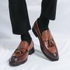 Fashion Elegant Tassel Design Men's Loafers Massage Sole Comfortable Men's Leather Casual Shoes Retro Brown Outdoor Commuting Work Shoes