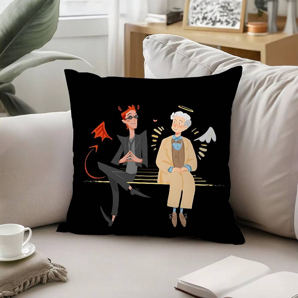 TV Cool W-Good Omens-S Pillow Case Cushion Cover Soft Cute Throw Pillow Case For Car Sofa Pillowcase Polyester With Zipper