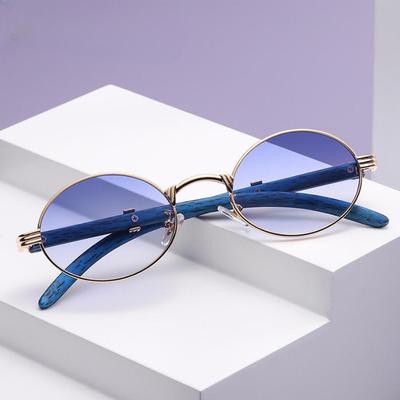 Oval Steampunk Small Sunglasses For Women Men Brand Designer Metal Gradient Blue Punk Sun Glasses Feminino