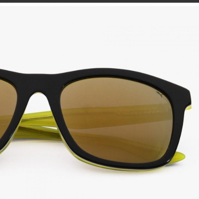 Puma Pu0088sk 001 Square Horn Rimmed Over Asian Fit Mirror Sunglasses